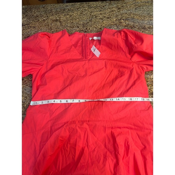 NWT Banana Republic Women's Pink V Neck Puff Sleeve Midi Dress Size L - Picture 7 of 9